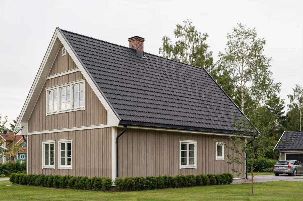 takbyte med papp och ny r spont p villa i runby