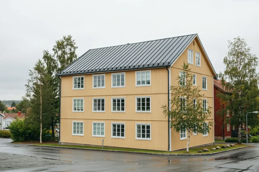 takm lning av pl ttak p flerbostadshus i runby v sby